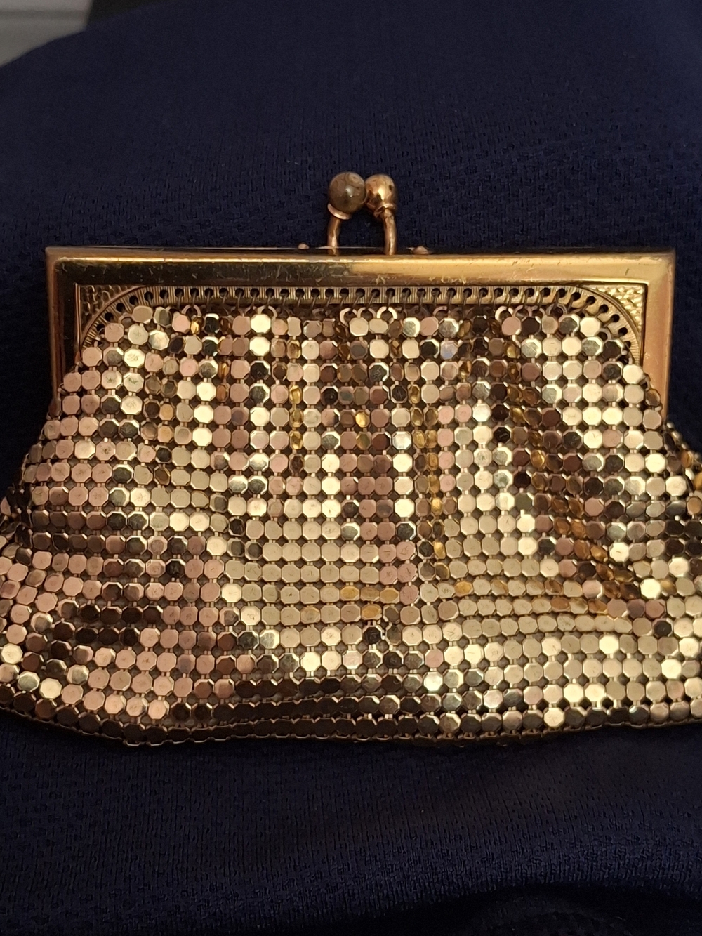 Whiting & Davis Gold Metal Mesh Coin Purse